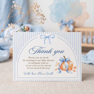 Carte De Remerciements Petit Citrouille en Route Arc Bleu Garçon Baby Sho