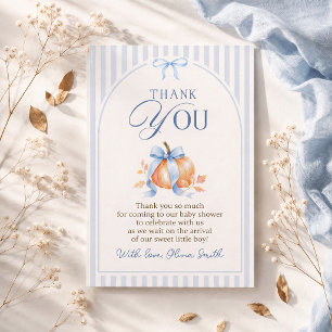 Carte De Remerciements Petit Citrouille en Route Garçon au Ruban Bleu Fêt