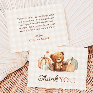 Carte De Remerciements Petit Citrouille En vichy Teddy Bear Baby shower d