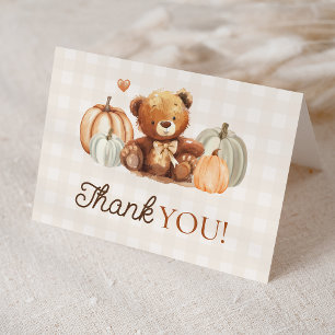 Carte De Remerciements Petit Citrouille En vichy Teddy Bear Baby shower d
