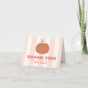 Carte De Remerciements Petit Citrouille Fille Rayures Roses Baby Shower