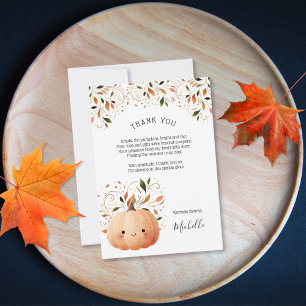Carte De Remerciements Petit Citrouille mignon sur le chemin Baby shower 