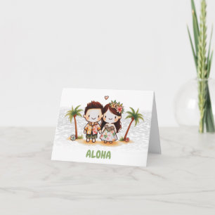 Carte De Remerciements Petit couple hawaïen