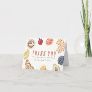 Carte De Remerciements Petit déjeuner de mariage aquarelle Gaufres Café F