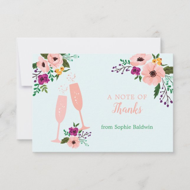 Carte De Remerciements Petit déjeuner Mimosa et Fleurs et Shower de Marié (Devant)