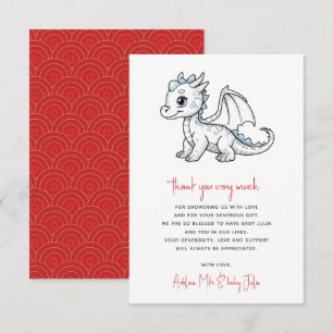 Carte De Remerciements Petit Dragon Mignonne Sur Le Chemin Baby shower Ro