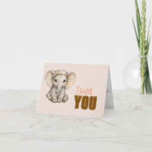 Carte De Remerciements Petit éléphant safari bohème garcon Baby Shower