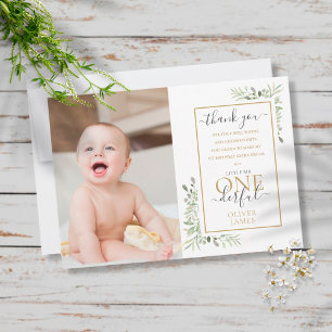 Carte De Remerciements Petit garçon ONEderful 1er anniversaire Photo mign