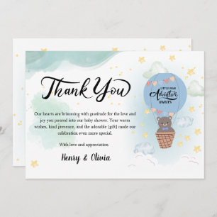 Carte De Remerciements petit homme aventure attend le baby shower