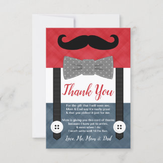Carte De Remerciements petit homme moustache baby shower de garçon de la 