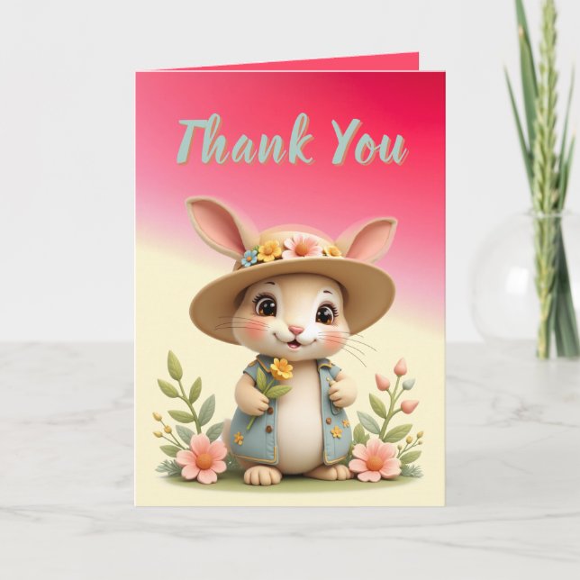 Carte De Remerciements Petit Lapin Doux (Devant)