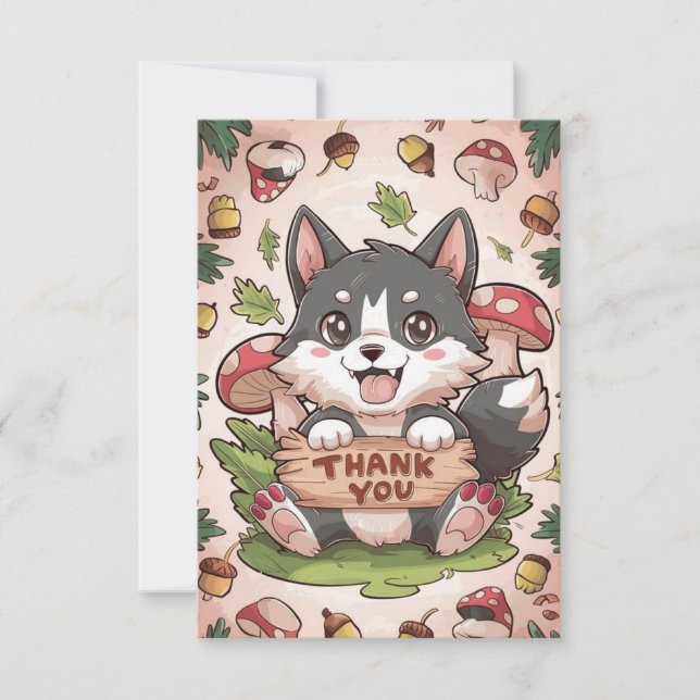 Carte De Remerciements Petit Loup de charme (Devant)