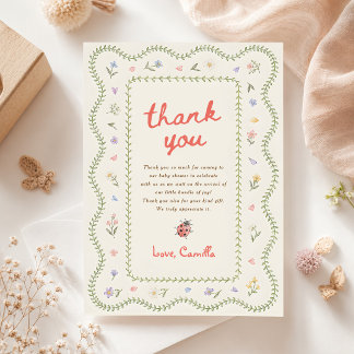 Carte De Remerciements Petit Love Bug Baby Shower Fleur Sauvage