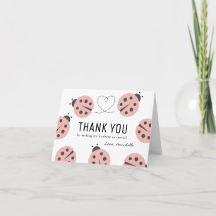 Carte De Remerciements Petit Love Bug Ladybug Rose Anniversaire