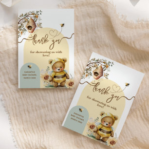 Carte De Remerciements Petit miel Baby shower de l'ours des abeilles