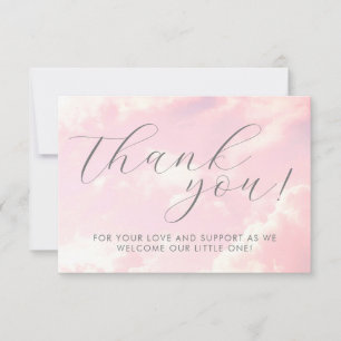 Carte De Remerciements Petit morceau de ciel nuages Baby shower rose