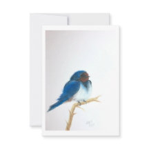 Petit oiseau bleu sur une branche - Œuvre d'art or
