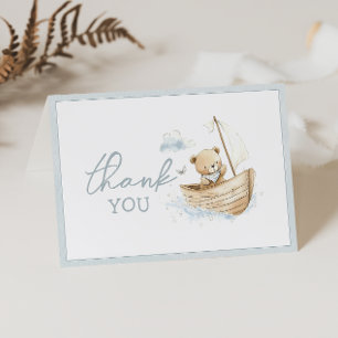 Carte De Remerciements Petit Ours Marin Baptême Plié