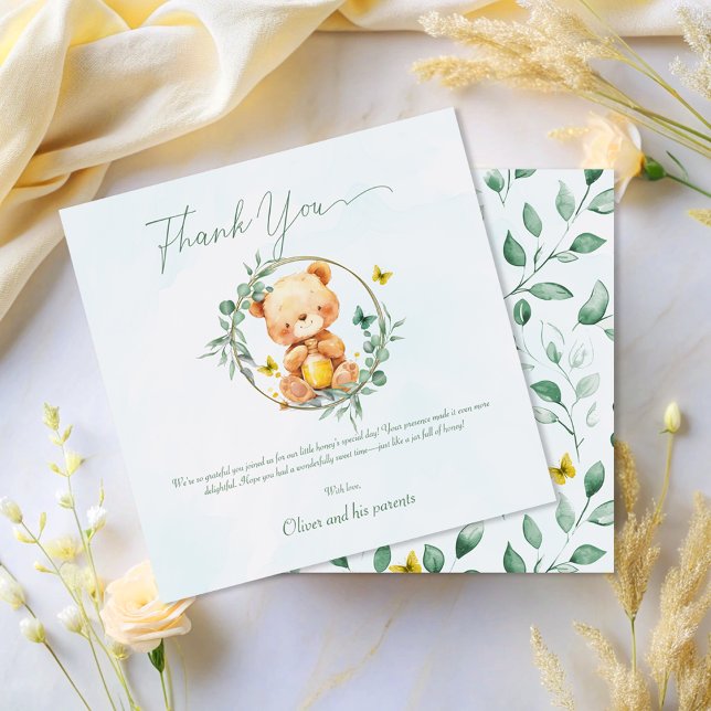 Carte De Remerciements Petit Ours tenant Jar de Miel doux Anniversaire (Créateur téléchargé)