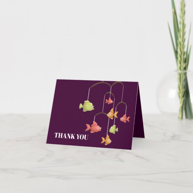 Carte De Remerciements Petit Poisson Crimson Baby shower rouge (Devant)