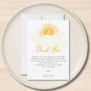Carte De Remerciements Petit Rayon De Soleil Fête Prénatale Unisexe
