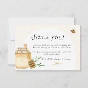 Carte De Remerciements Petite Abeille Douce Aquarelle Baby Shower Plat