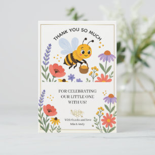 Carte De Remerciements Petite Abeille Occupée dans un Jardin Fleuri
