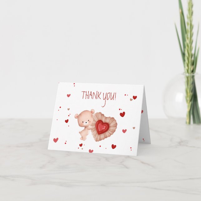 Carte De Remerciements Petite amoureuse Red Valentines Baby shower garçon (Devant)