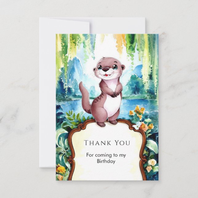 Carte De Remerciements Petite Anniversaire Loutre Joyeuse (Devant)