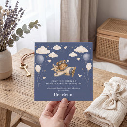Carte De Remerciements Petite Aviatrice Nuit Étoilée Baby Shower Remercie