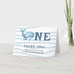 Carte De Remerciements Petite baleine 1er anniversaire sous la mer
