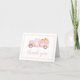 Carte De Remerciements Petite citrouille camion rose pastel