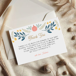 Carte De Remerciements Petite Citrouille Fête de Bébé Feuilles d'Automne