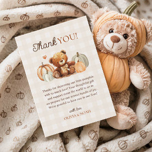 Carte De Remerciements Petite citrouille ours en peluche à carreaux Baby