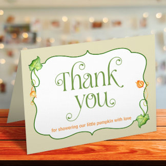 Carte De Remerciements Petite Citrouille Pliée Fête de Naissance Automnal