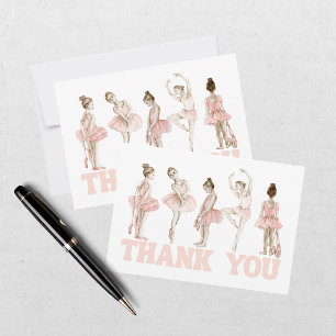 Carte De Remerciements Petite Danseuse Ballerine Rose Fête d'anniversaire