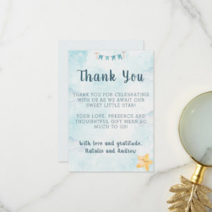 Carte De Remerciements Petite Étoile Ciel Bleu Aquarelle Baby Shower