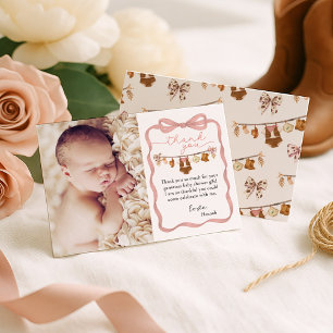 Carte De Remerciements Petite fille cow-boy Shower de bébé Photo