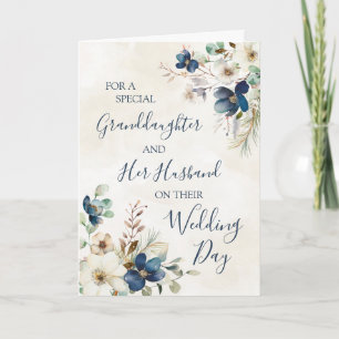 Carte De Remerciements Petite-Fille Mariage d'Hiver Floral Bleu