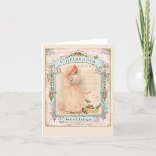 Carte De Remerciements Petite fille Pastel Christimas aux oiseaux