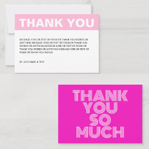 Carte De Remerciements Petite fille rose simple minimaliste