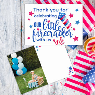 Carte De Remerciements Petite Pétard 4 juillet 1er Anniversaire Photo 