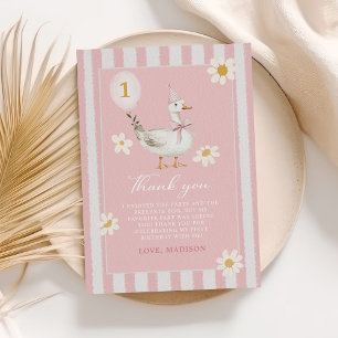 Carte De Remerciements Petite sotte Goose Daisy Girl 1er anniversaire