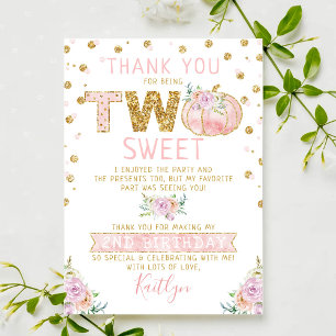 Carte De Remerciements Petites filles Citrouilles 2e anniversaire