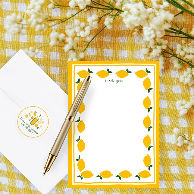 Carte De Remerciements Petits Citrons Personnalisés Baby Shower Fille ou  (Little Lemons CUSTOM Bridal Shower Thank You NOte Card
)