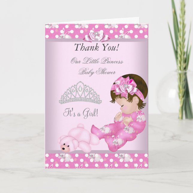Carte De Remerciements Petits lapins de fille de princesse baby shower de (Devant)