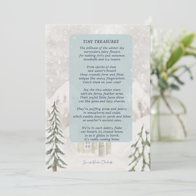 Carte De Remerciements Petits trésors avec cabine d'hiver enneigé (Debout devant)