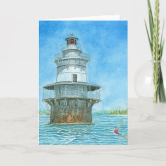 Carte De Remerciements Phare de Goose Rocks Aquarelle