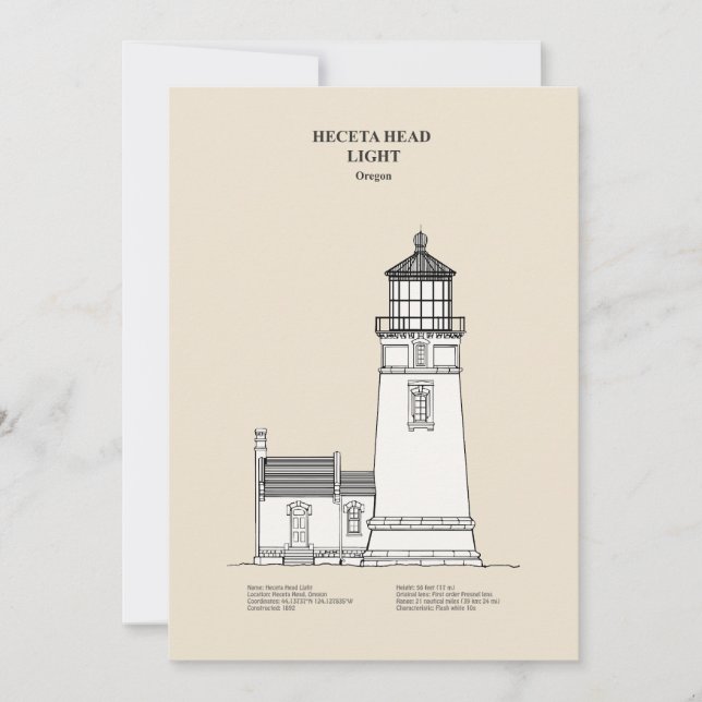 Carte De Remerciements Phare de Heceta Head - Oregon - SBD (Devant)