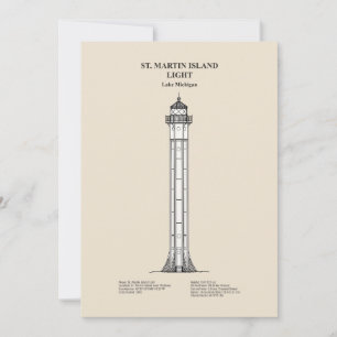 Carte De Remerciements Phare de l'île St Martin - Michigan - SBD